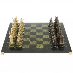 Шахматы подарочные "Турецко-европейская война" камень змеевик бронза 48х48 см