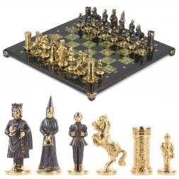 Шахматы подарочные &amp;quot;Камелот&amp;quot; из бронзы и змеевика 40х40 см