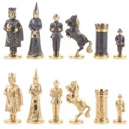 Шахматы подарочные &amp;quot;Камелот&amp;quot; из бронзы и змеевика 40х40 см