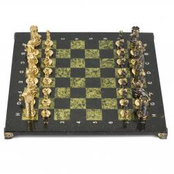 Шахматы подарочные &amp;quot;Камелот&amp;quot; из бронзы и змеевика 40х40 см
