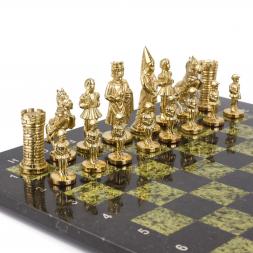 Шахматы подарочные &amp;quot;Камелот&amp;quot; из бронзы и змеевика 40х40 см