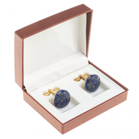 Запонки камень лазурит круглые 123834