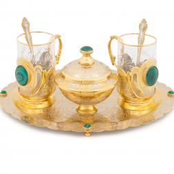 Чайный набор "Малахитовый" в подарочной упаковке Златоуст