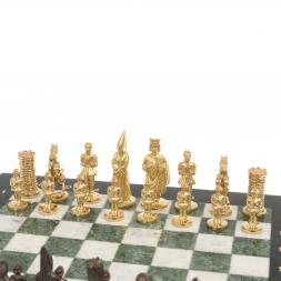 Шахматы подарочные "Камелот" из бронзы и мрамора 40х40 см