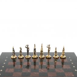 Шахматы &amp;quot;Итальянская война&amp;quot; фигуры бронза доска 28х28 см из лемезита