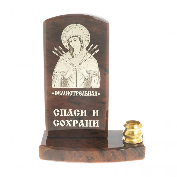Икона с подсвечником &amp;quot;Семистрельная&amp;quot; камень обсидиан 123004