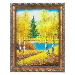 Картина "Осенний пейзаж" рамка багет 15х20 см, каменная крошка