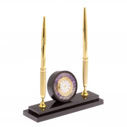 Часы настольные с двумя ручками камень чароит