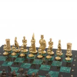 Шахматы из бронзы "Камелот" 40х40 см из шабровского змеевика