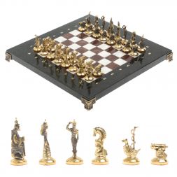 Шахматы &amp;quot;Итальянская война&amp;quot; фигуры бронза доска 28х28 см из мрамора и лемезита