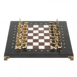 Шахматы &amp;quot;Итальянская война&amp;quot; фигуры бронза доска 28х28 см из мрамора и лемезита