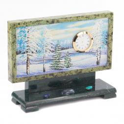 Часы с рисунком &amp;quot;Зима&amp;quot; змеевик
