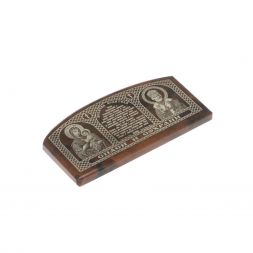 Икона в машину из коричневого обсидиана &amp;quot;Молитва водителя&amp;quot; 6х3 см