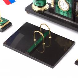 Письменный набор &amp;quot;Гордый орел&amp;quot; из натурального малахита и бронзы Златоуст