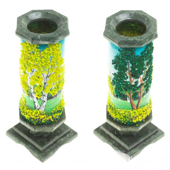 Ваза из камня &amp;quot;Летний пейзаж&amp;quot; 8,5х8,5х22 см 123742
