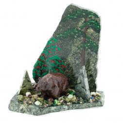 Сувенир &amp;quot;Мишка в лесу&amp;quot; камень змеевик