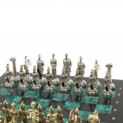 Шахматы "Восточные" доска 40х40 см из змеевика фигуры металл