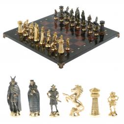 Шахматы подарочные "Викинги" с бронзовыми фигурами 40х40 см