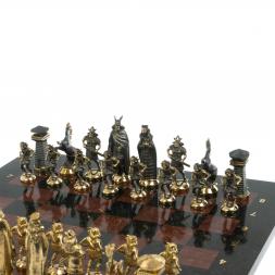 Шахматы подарочные "Викинги" с бронзовыми фигурами 40х40 см