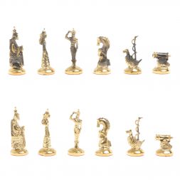 Шахматы &amp;quot;Итальянская война&amp;quot; фигуры бронза доска 28х28 см из мрамора и змеевика