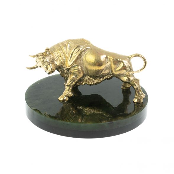 Статуэтка &amp;quot;Бык&amp;quot; бронза на нефрите 128631