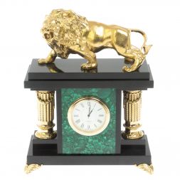 Часы &amp;quot;Лев&amp;quot; из малахита