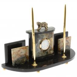 Настольный прибор &amp;quot;Медведь&amp;quot; из офиокальцита