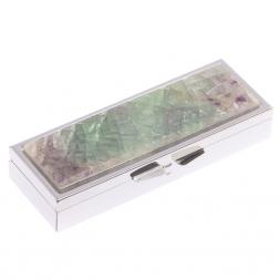 Таблетница на 3 отделения камень флюорит цвет серебро