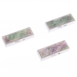 Таблетница на 3 отделения камень флюорит цвет серебро