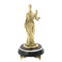 Статуэтка из бронзы "Фемида" на подставке из черного змеевика и мрамора