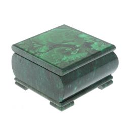 Шкатулка &amp;quot;Малахит&amp;quot; с иллюстрацией камень змеевик 13х13х8 см