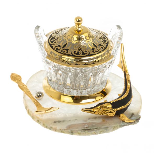 Икорница &amp;quot;Стерлядка&amp;quot; камень агат Златоуст 129005