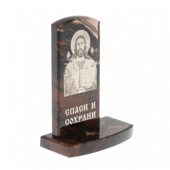 Икона настольная &amp;quot;Спаситель&amp;quot; камень обсидиан 129655
