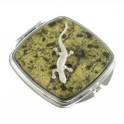 Зеркало закругленное из змеевика прямая ящерица цвет серебро