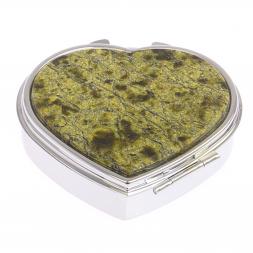 Таблетница &amp;quot;Сердце&amp;quot; на 3 отделения змеевик цвет серебро