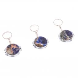 Складное зеркало брелок из содалита круглое