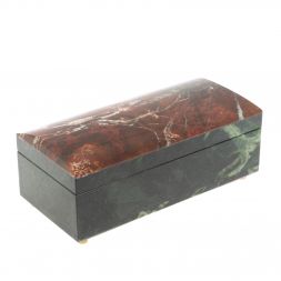 Шкатулка из яшмы и змеевика 18,5х9х7,5 см