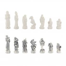 Шахматы декоративные "Русские сказки" камень змеевик мрамор 40х40 см