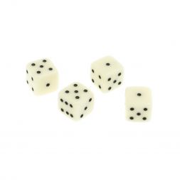 Кубики игральные 1 см набор 4 шт белые