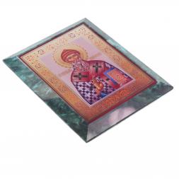 Икона настенная Спиридон Тримифунтский из змеевика 14х18х1,2 см