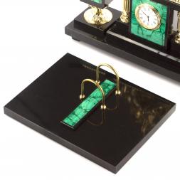 Письменный набор "Георгий Победоносец" из камня малахит с бронзой