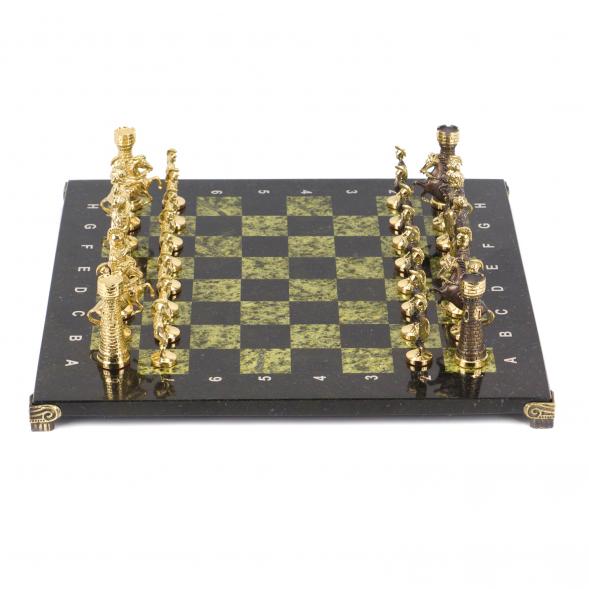Шахматы бронзовые &amp;quot;Римские&amp;quot; доска змеевик 40х40 см 117812