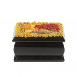 Шкатулка &amp;quot;Осенний пейзаж&amp;quot; змеевик каменная крошка 10х6,5х6 см