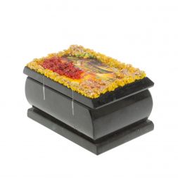 Шкатулка &amp;quot;Осенний пейзаж&amp;quot; змеевик каменная крошка 10х6,5х6 см