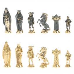 Шахматы "Средневековье" доска 40х40 см из змеевика и лемезита