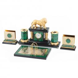 Настольный набор "Лев" малахит долерит
