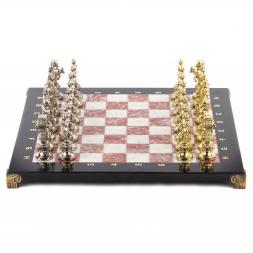 Шахматы "Ренессанс" доска 36х36 см мрамор лемезит фигуры цвет золото / серебро