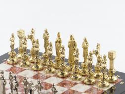 Шахматы "Ренессанс" доска 36х36 см мрамор лемезит фигуры цвет золото / серебро