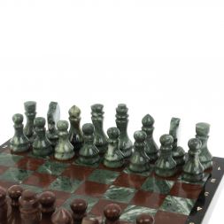 Шахматы &amp;quot;Традиционные&amp;quot; из лемезита и змеевика 40х40 см