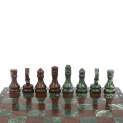Шахматы &amp;quot;Традиционные&amp;quot; из лемезита и змеевика 40х40 см